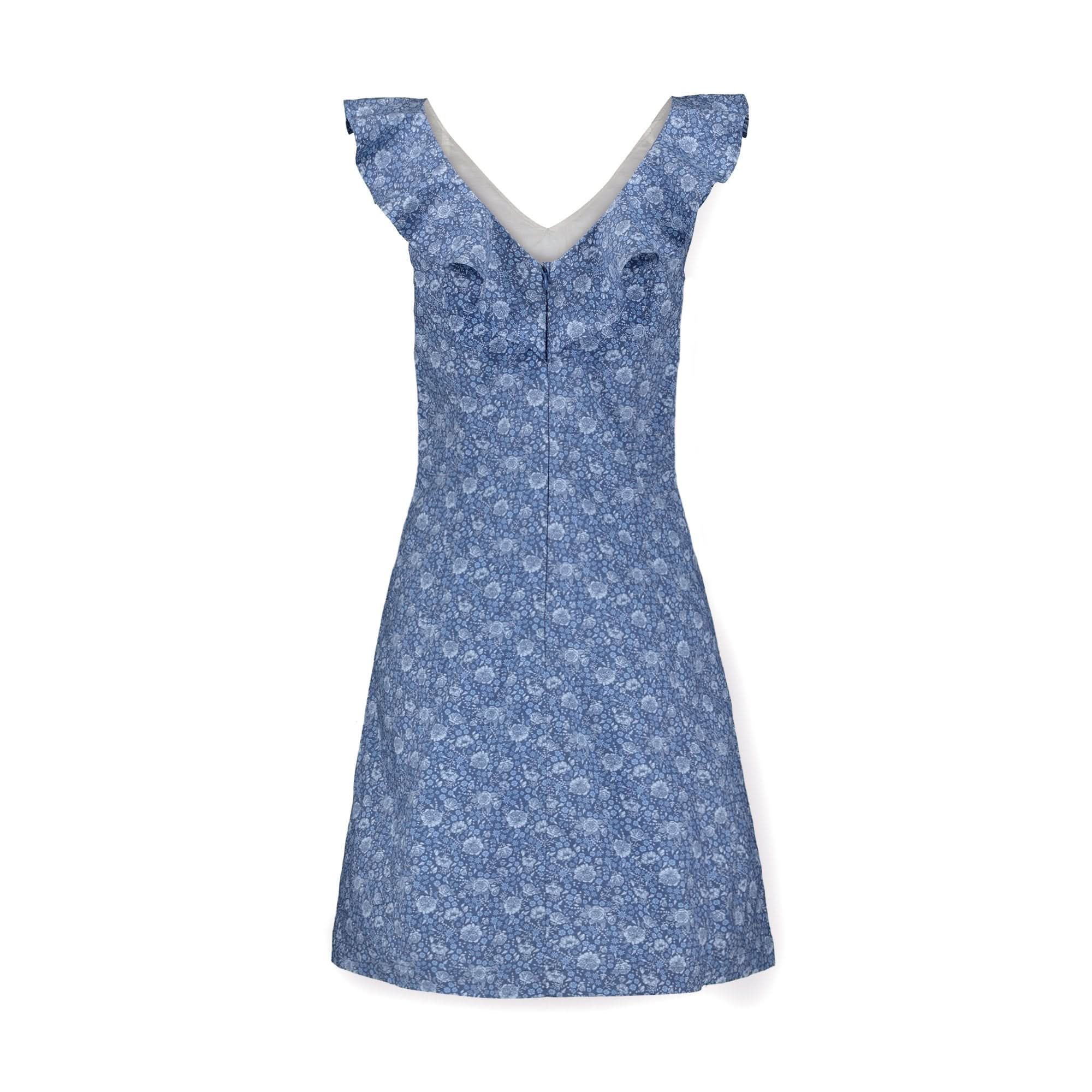 V-Neck Ruffle Shift Dress