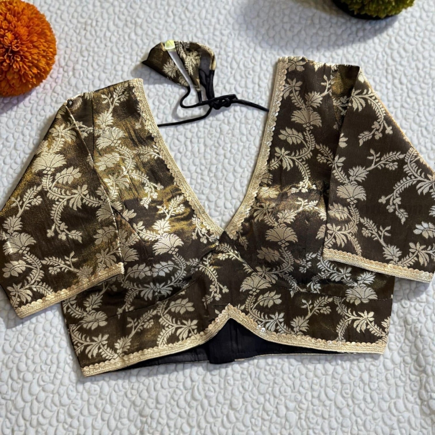 Brocade Cropped Blouse - many colors to choose from