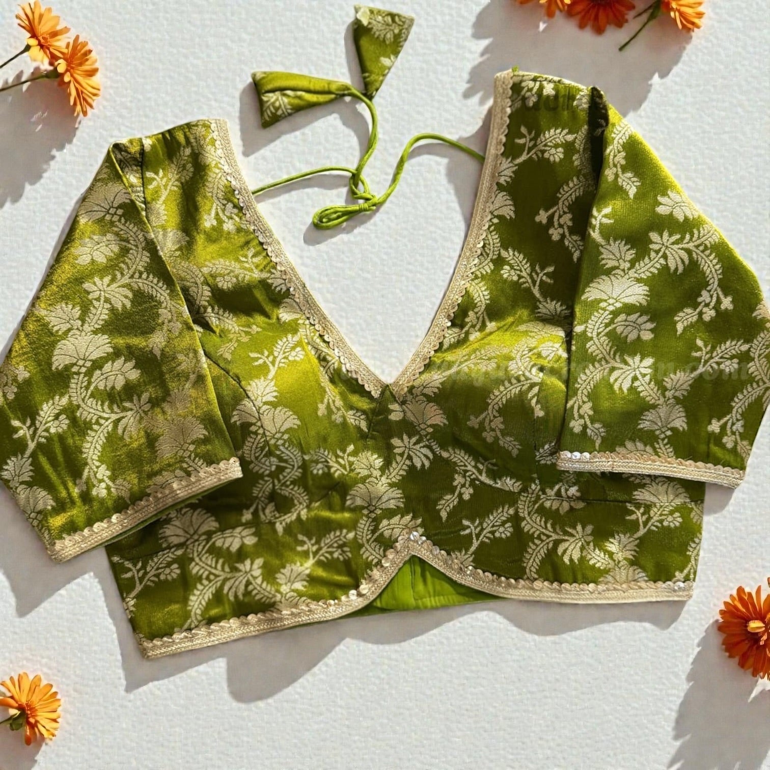 Brocade Cropped Blouse - many colors to choose from