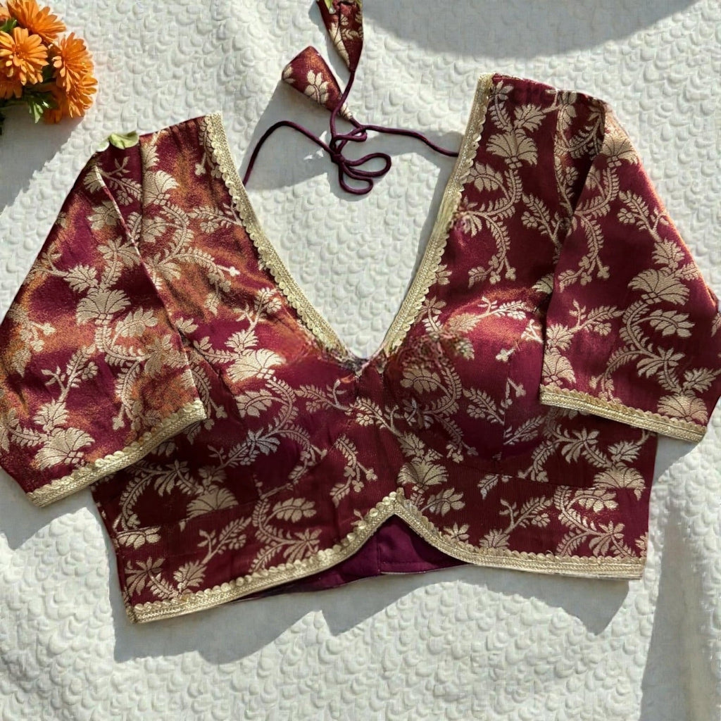 Brocade Cropped Blouse - many colors to choose from