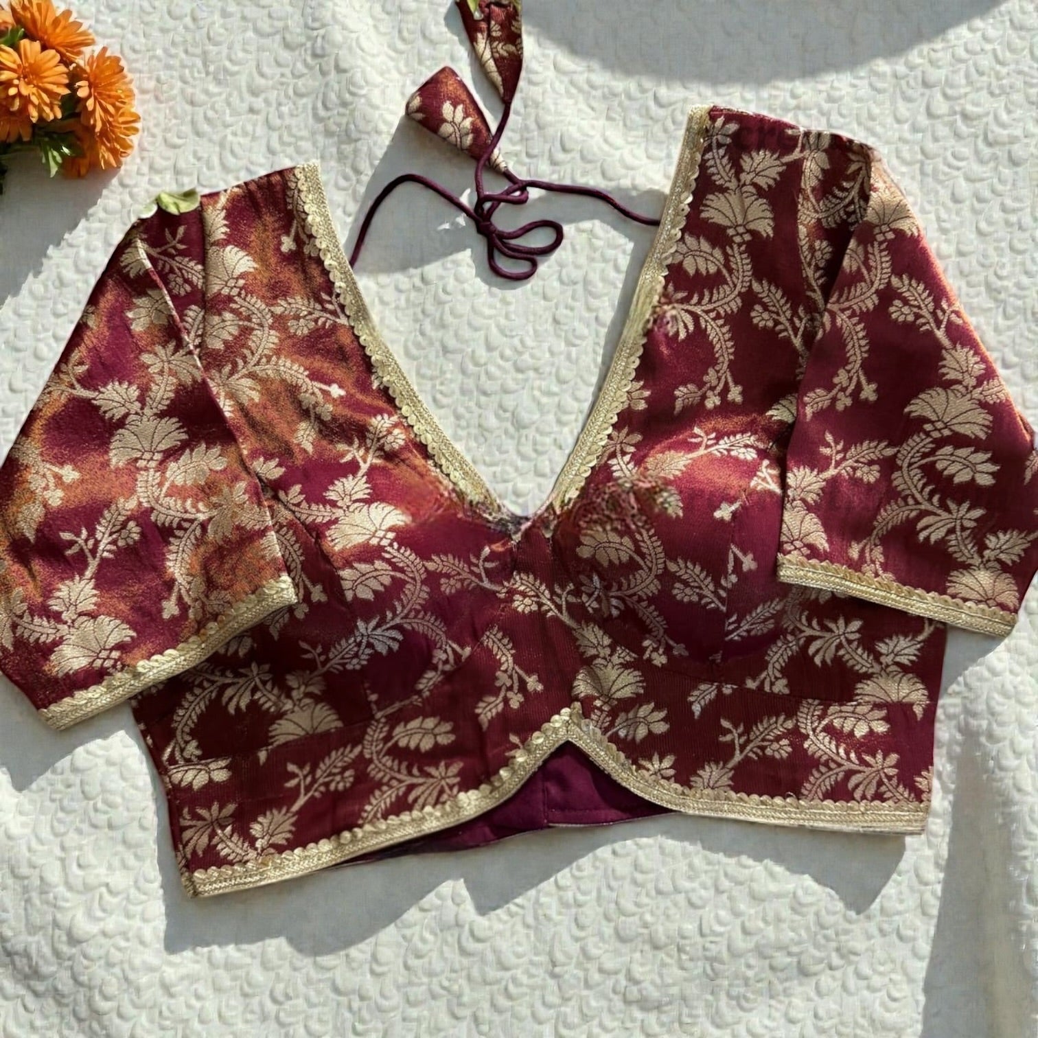 Brocade Cropped Blouse - many colors to choose from