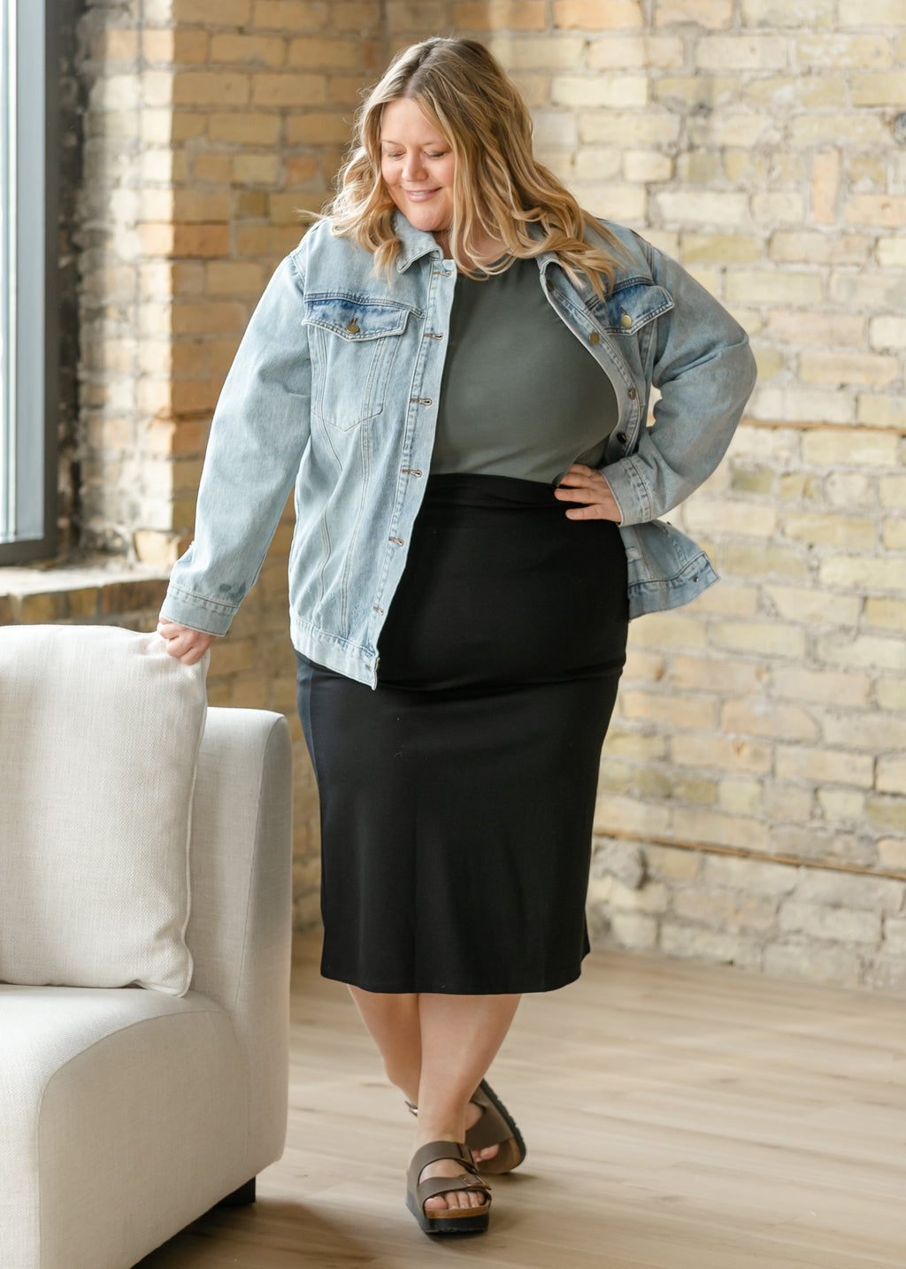 Quinn Black Knit Pencil Skirt